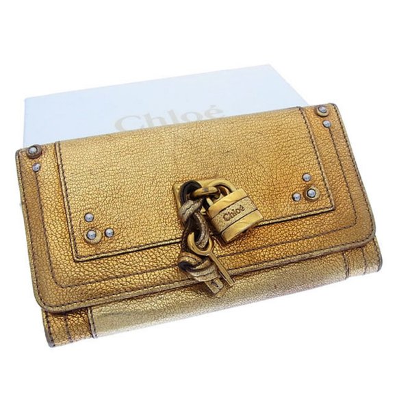 Chloe Wallet Purse Long Wallet Gold Silver Woman Authentic Used Y2394 - Picture 1 of 5